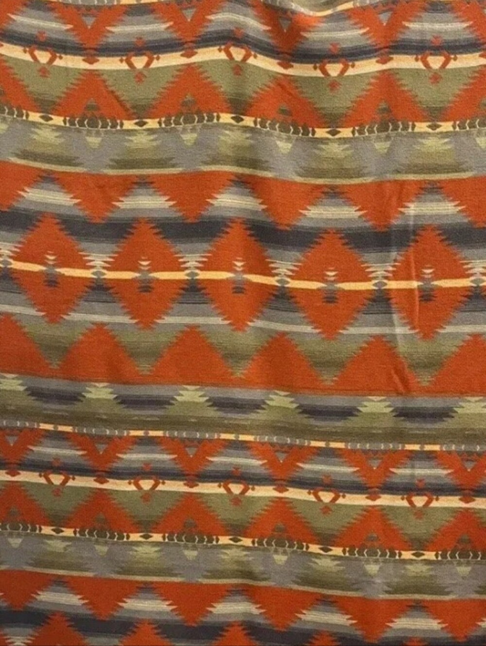 Vintaage Ralph Lauren Rust Orange Southwestern Pattern Throw Blanket 90x90in